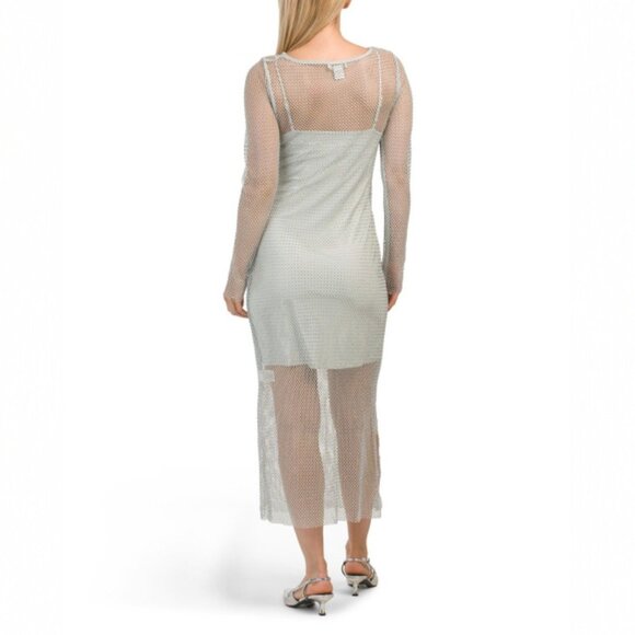 House of Harlow 1960 Long Sleeve Mesh Rhinestone Maxi Dress Size XS New With Tag - Picture 2 of 2